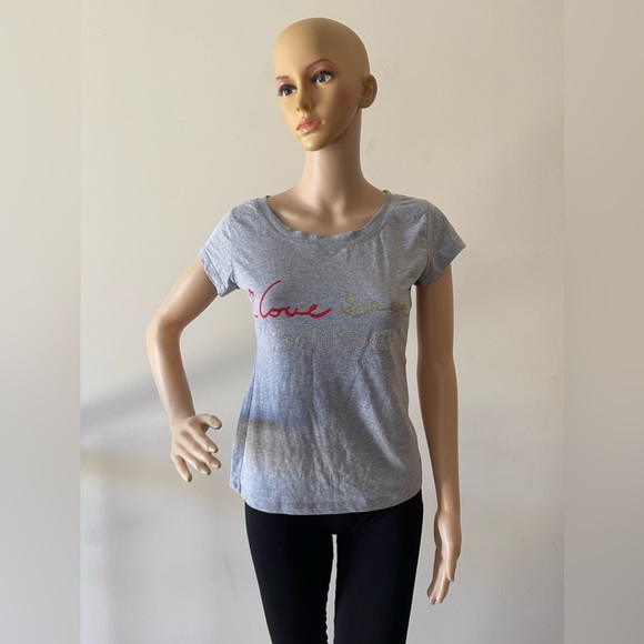 bebe Grey Scoop Neck T-Shirt - Picture 1 of 6